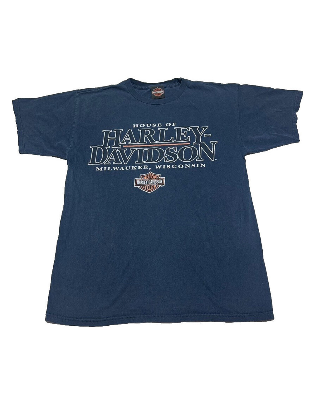 House of Harley Davidson Milwaukee Wisconsin Small Motorcycle Navy Blue T Shirt